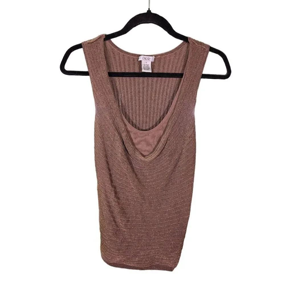 Cache Cowl Neck Sleeveless Top Coffee Women's Small